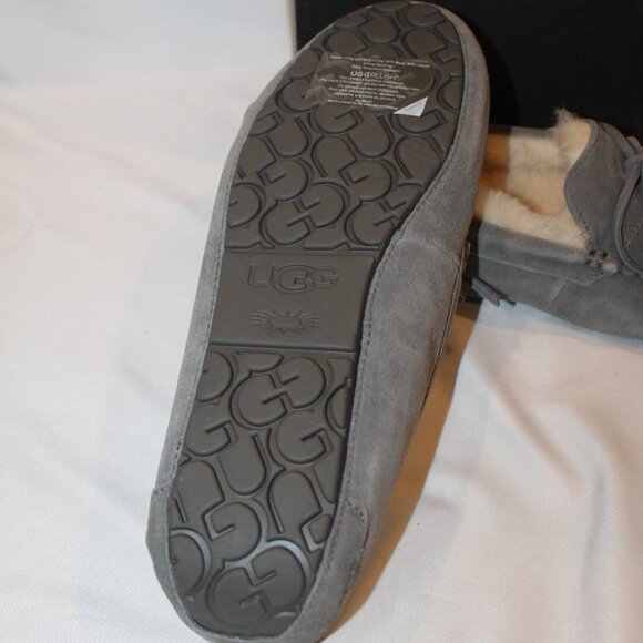UGG MEN'S OLSEN SUEDE SHEARLING LINED SLIP ON SLIPPERS GRAY - Picture 7 of 7